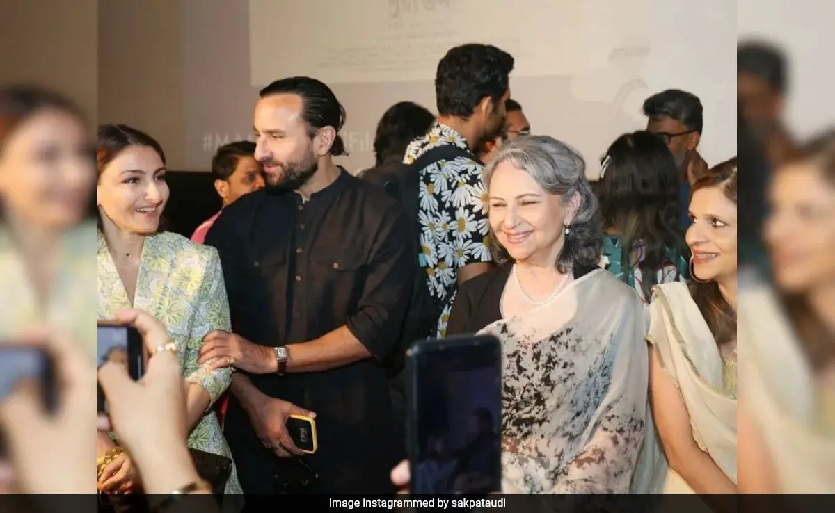 MAMI 2024: Saif Ali Khan Along With Sisters Soha And Saba Attend Mom Sharmila Tagore’s Puratawn Screening