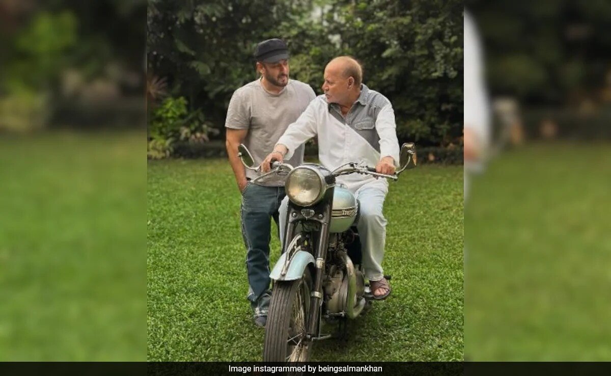 A Blockbuster Frame Featuring Salman Khan With Salim Khan: “Dad’s First Bike”