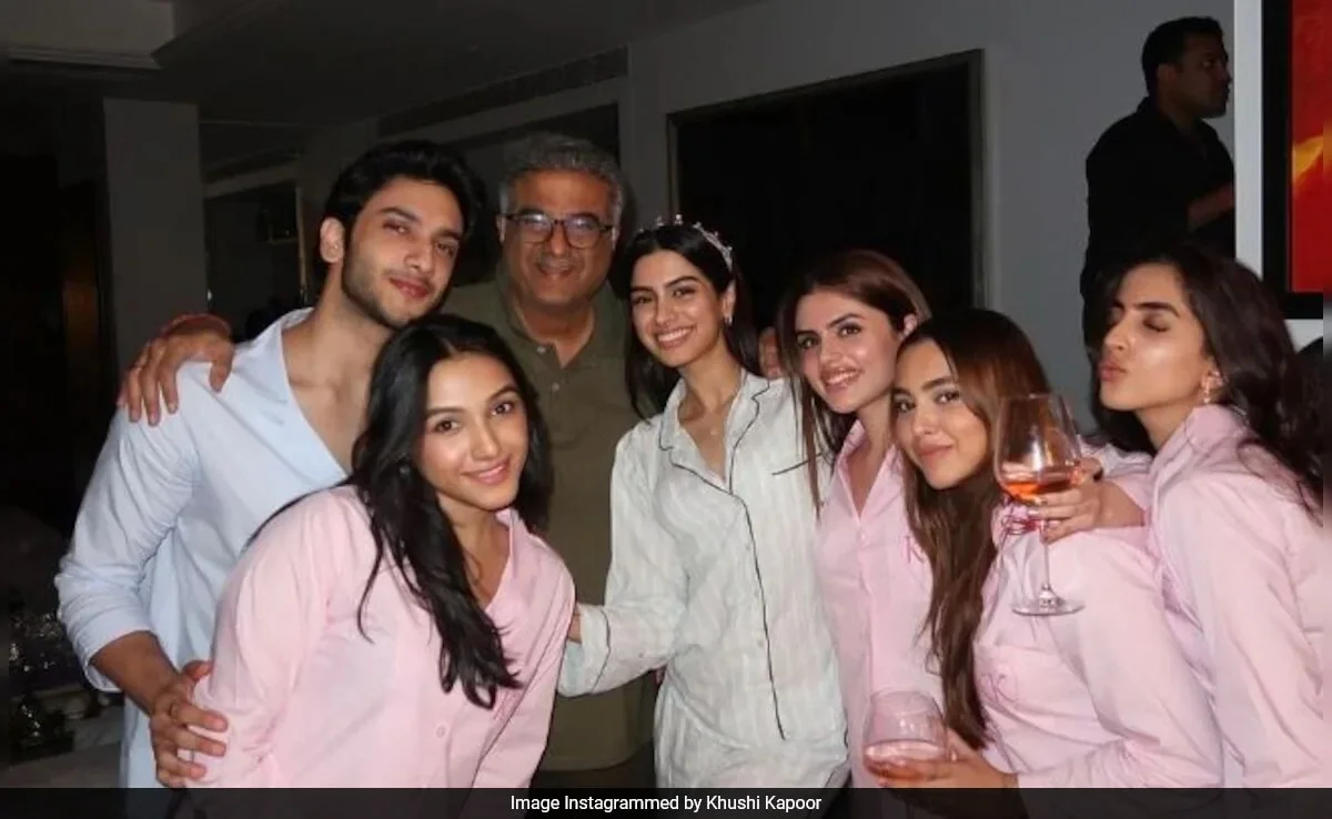 Khushi Kapoor’s Rumoured Boyfriend Vedang Raina Poses With Boney Kapoor At Her Birthday Special Pyjama Party. Janhvi Kapoor Gives It A Miss