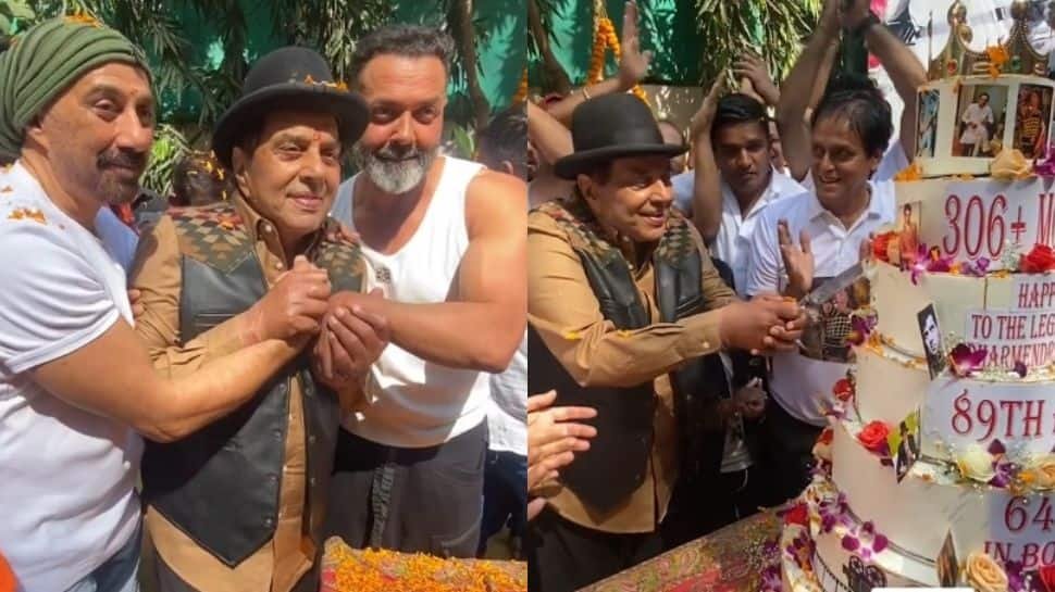 Dharmendras 89th Birthday: Legendary Actor Cuts Cake With Sunny and Bobby Deol, Celebrates With Fans – WATCH